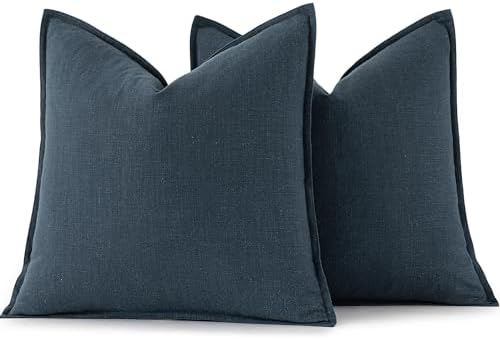 MIULEE Decorative Linen Pillow Covers 18x18 Inch Deep Blue - Image 6