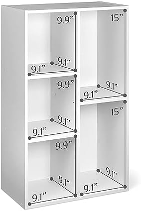 Amazon Basics 5 Cube Storage Organizer Bookcase, Sturdy Shelves for Books and Collectibles, White, 9.25"D x 19.49"W x 31.5"H - Image 6