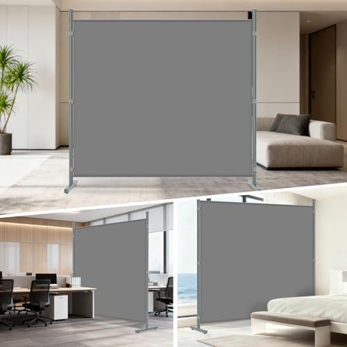 AKTOP Room Divider, Freestanding Single Panel Privacy Screen, Grey - Image 6