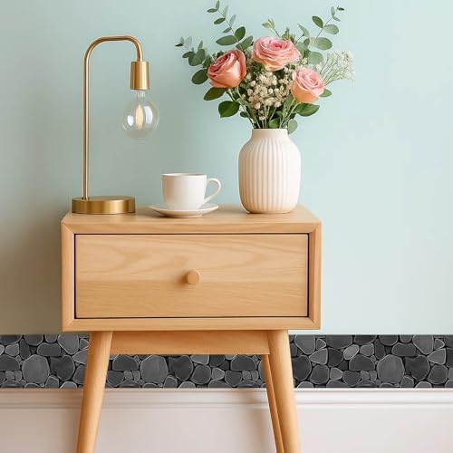 IVN Wallpaper Border Peel and Stick Wall Black Pebble Stone 4x196 Inch - Image 2