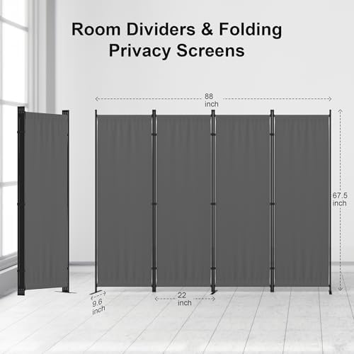 Privacy Screen Room Divider 4 Panel as Dressing Screen - Image 2