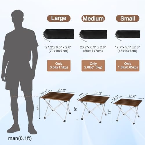 Tesouro Camping Table with Aluminum Table Top, Folding Beach Table Easy to Carry, Prefect for Outdoor, Picnic, BBQ, Cooking, Festival, Beach, Home Use - Image 3