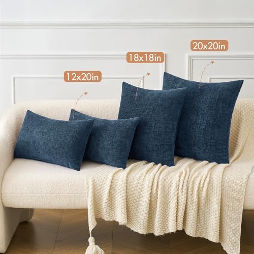 MIULEE Soft Chenille Throw Pillow Covers Blue 18x18 Inch Pack of 2 - Image 4