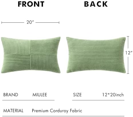 MIULEE Sage Green Decorative Lumbar Throw Pillow Covers 12x20 Inch 2 Pack - Image 6