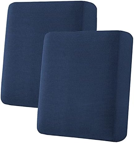 H.VERSAILTEX Super Stretch Individual Seat Sofa Covers Slipcover Sets Thick Jacquard Textured Twill Fabric (2 Piece Medium Sofa Cushion Covers, Navy) by HVERSAILTEX