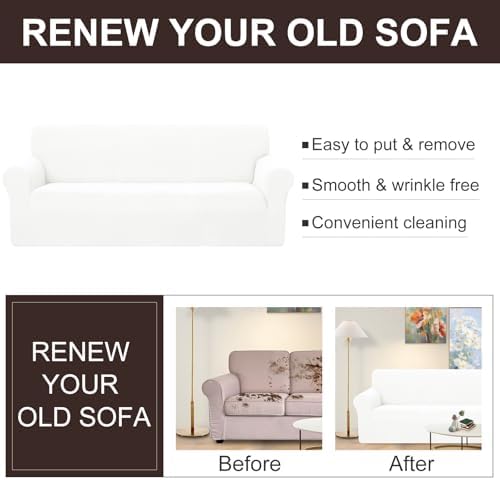U-NICE HOME Loveseat Cover Stretch Couch Cover Sofa Slipcover, Ivory White - Image 5