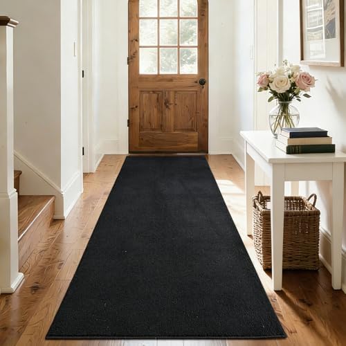 2x6 Pure Black Runner Rug Non-Slip Washable for Hallway Kitchen Bedroom - Image 5