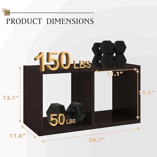 WannabeMyself【2026 Wooden Thick Frame】 2 Cube Storage Organizer with Anti-Tipping Kits, Reversible Open Back Book Shelf,Bookcase for Living Room,Bedroom,Entrance Hall,Office,11.6×24.7×13.1,Chocolate - Image 2