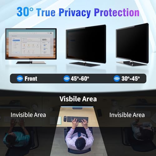 [2026 New] 32 Inch Computer Privacy Screen Filter for 16:9 Aspect Ratio Widescreen Monitor Removable Computer Monitor Privacy Shield - Eye Protection Anti Glare Blue Light Filter - Image 2