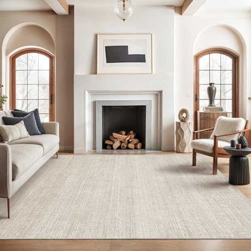 Valenrug Area Rugs 9x12 Living Room, Large Washable Rug Non Slip, Beige by Valenrug