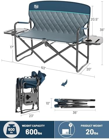 TIMBER RIDGE 600lbs Double Camping Chair Portable Loveseat Director Chairs - Image 3