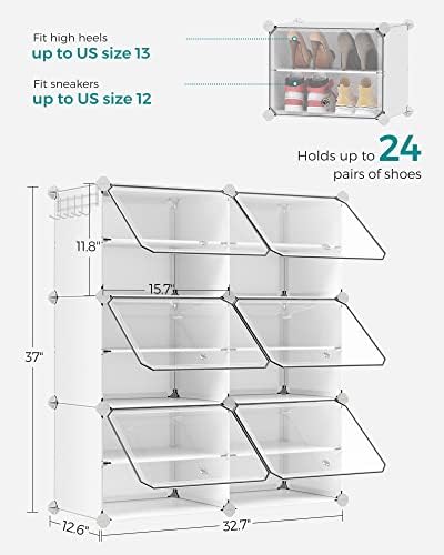 SONGMICS Shoe Rack, 6-Tier with Doors, 24-Pair Storage Cabinet - Image 3