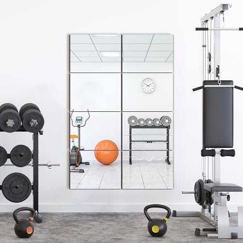 TRAHOME Wall Mirror Tiles, 16"x12"x8PCS Full Length Home Gym Mirror - Image 5