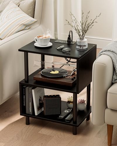 Frylr Small Side Table, End Table and Nightstand with 3-Tier Wood Shelves, Sturdy Metal Frame with 44 LBS Capacity per Shelf, Easy to Assemble for Living Room or Bedroom,Dark Oak - Image 5