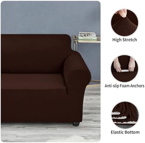 Joccun Stretch Chair Couch Cover,1-Piece Sofa Slipcover Spandex Fabric Sofa Covers with Elastic Bottom,Washable Furniture Protector for Dogs,Cats,Kids(Armchair,Chocolate) - Image 4