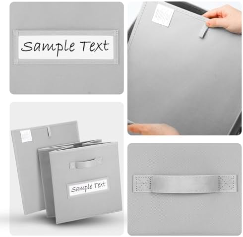 Fabric storage cubes (8 Pack) 13 Inch Cube Storage Bin, cube organizer bins with 8 Labels Window Cards & a Pen, Foldable cube organizer bins and Storage Box, Light Grey - Image 3