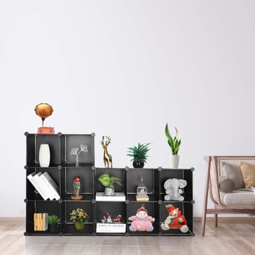 Cube Storage Organizer, DIY Plastic Closet Cabinet Modular Bookcase, Storage Shelves for Bedroom Living Room, Office（12-Cube，Plastic） - Image 5