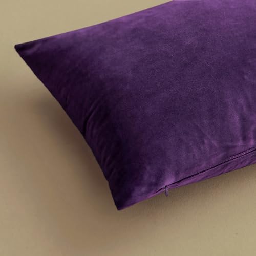 MIULEE Velvet Throw Pillow Covers 20x20 Inch Pack of 2 Eggplant Purple - Image 6
