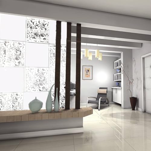 12+4PCS KEIBIKEIDI Hanging Room Divider Screens Made of Environmentally PVC, Simple and Modern Mixed White Hanging Panel Screen for Decoration Livingroom,Bedroom, Kitchen, Dining Room,Hotel and Bar - Image 4