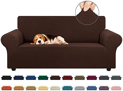 KEKUOU Stretch Loveseat Couch Cover, 2 Cushion Couch Slipcover,Chocolate by KEKUOU
