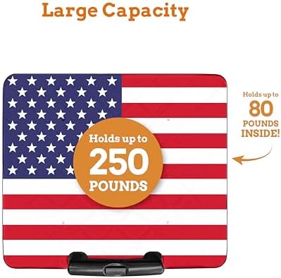 Inspired Living Collapsible Ultra-Slim Pack-N-Roll,2 Wheel Utility Cart w/Lid Used as Seat up to 250 Lbs, Telescopic Handle, Super Strong, for Home,Garden,Shopping,Office,School, Large, American Flag - Image 3