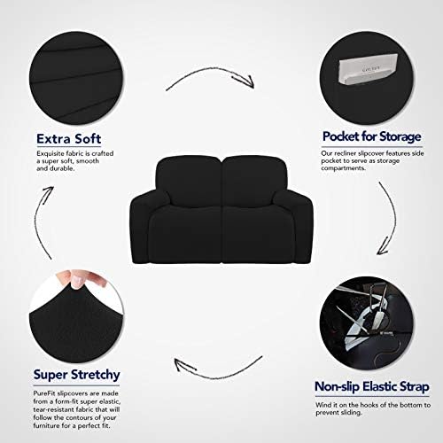 PureFit Super Stretch Loveseat Recliner Sofa Couch Cover with Pocket - Image 3