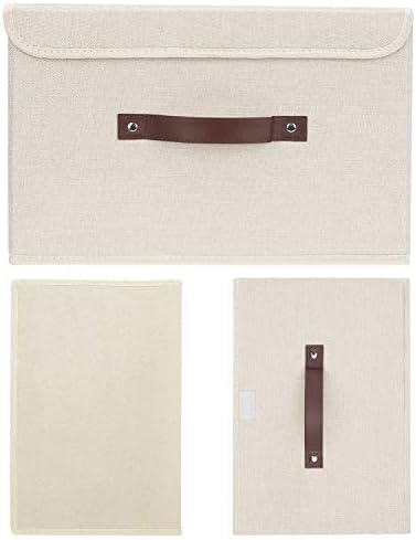 TYEERS Foldable Storage Boxes with Lids 5 Pack Fabric Storage Bins with Lids, Closet Organizers for Clothes Storage, Room Organization, Office Storage, Toys - Beige - Image 7