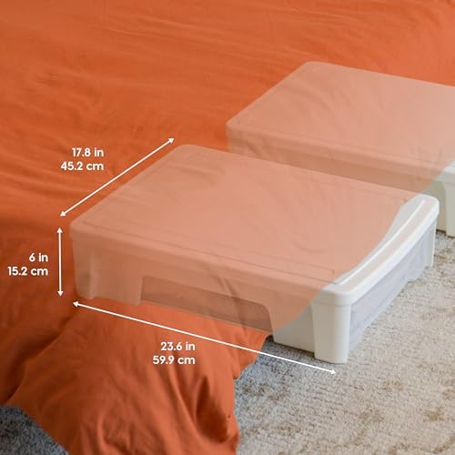 IRIS USA 2-Pack, 22 Qt. Under Bed Storage Bin with Sliding Drawer, White - Image 2