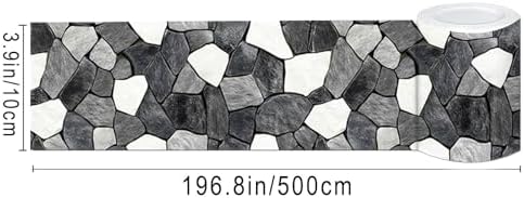 IVN Wallpaper Border Peel and Stick Wall Black White Stone 4x196 Inch - Image 3