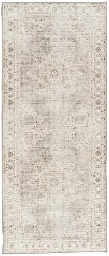 ReaLife Rugs Machine Washable Area Rug Runner - Living Room Bedroom Bathroom Kitchen Entryway Office - Padded Low Pile Stain Resistant Premium - Boho Farmhouse Vintage - Joy - Beige Ivory 2'6" x 6' - Image 3