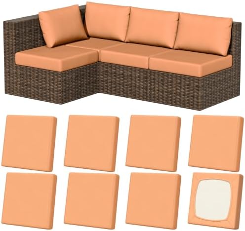 8Pcs Outdoor Cushion Covers, Stretch Patio Furniture Couch Chair Slipcovers by VORSHAPE