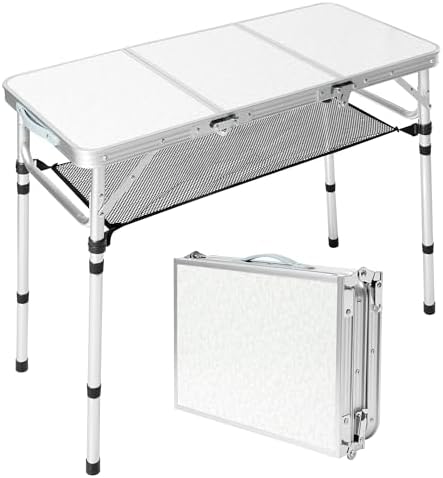 3ft Folding Camping Table with 3 Adjustable Height Max 27.3 Inch by CJPWMT