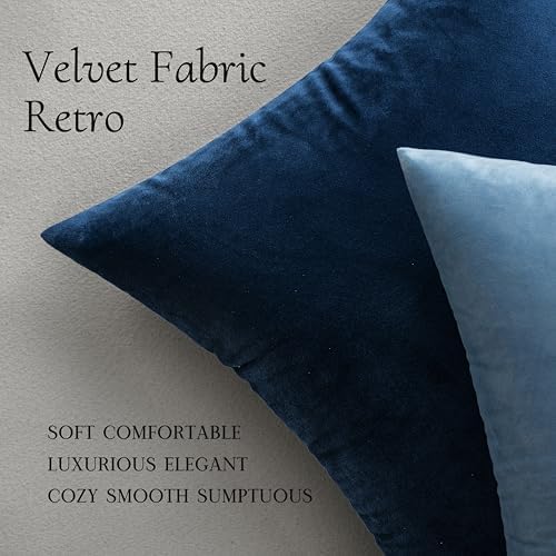 MIULEE Velvet Throw Pillow Covers 18x18 Inch Pack of 2 Dark Blue - Image 5