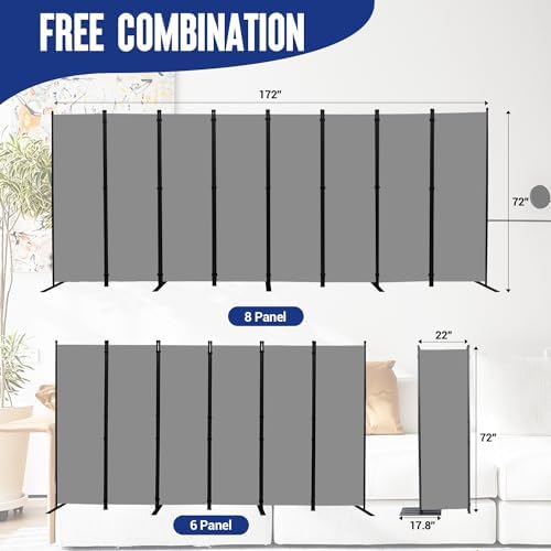 8 Panel Folding Privacy Screen, 14.67ft Wide Partition Room Dividers Panel - Image 5