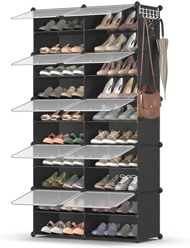 SONGMICS Shoe Rack, 10-Tier with Doors, 40-Pair Storage Cabinet by Unknown