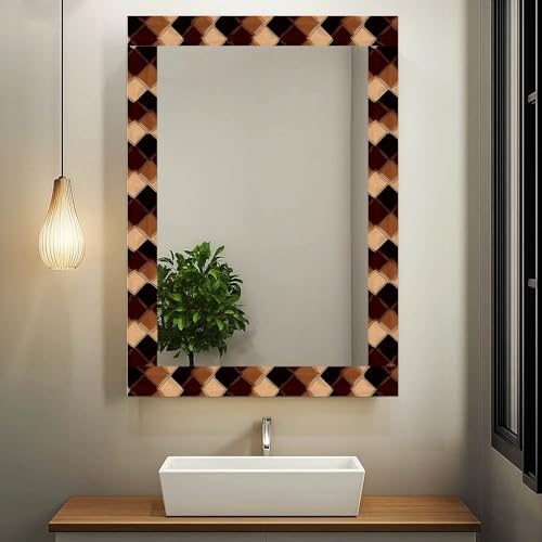 IVN Wallpaper Border Peel and Stick Wall Brown Diamond Check 4x196 Inch | Wall Trim Self Adhesive Borders for Walls Mirror Border Frame Accent Strip for Bedroom Kitchen LivingRoom Decor - Image 5