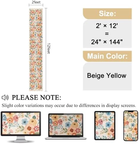DUKINO 2x12 Washable Runner Rug, Long Runner Rug for Hallway, Beige Yellow - Image 2