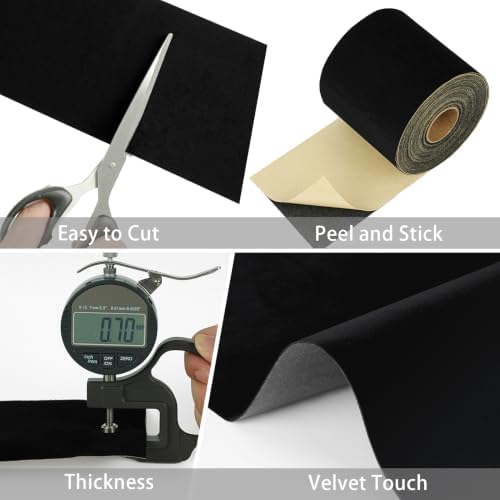 WESTICK Black Velvet Mirror Frame Border Peel and Stick Classroom Bulletin Board Borders 394" x 3.94" Self Adhesive Decorative Matte Black Wallpaper Border for Bathroom Mirror Tape DIY Stickers - Image 2