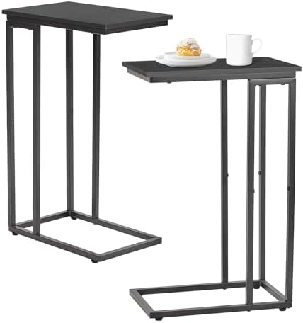 C-Shaped End Table - Slim Slide-Under Couch TV Tray Side Table by fusehome