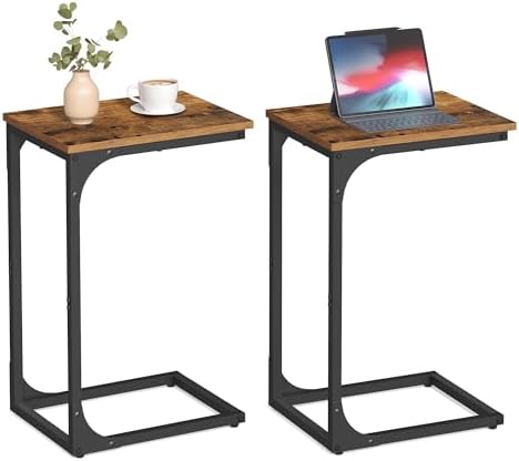 VASAGLE C-Shaped End Table Set of 2, Small Sofa Side Table with Metal Frame by Unknown