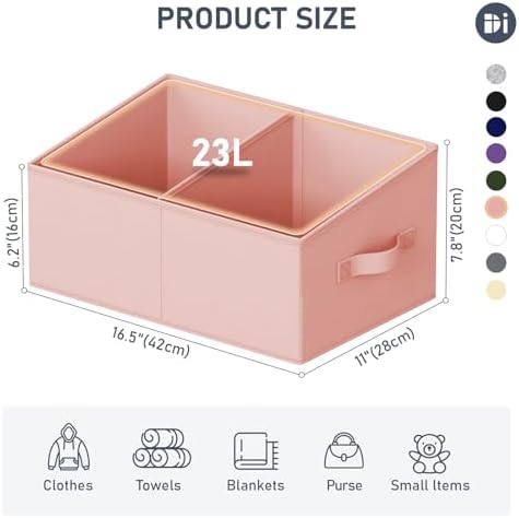 DIMJ Large Closet Shelf Organizer Bins 8 Packs with Handles and Divider, Fabric Trapezoid Storage Baskets, Foldable Clothes Containers Box for Shelf, Towel, Book, Toy, Purse, Hats, Pink - Image 2