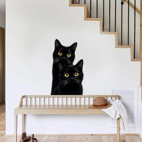 Black Cat Halloween Wall Decals Peel and Stick, Cute Spooky Cat Wall Stickers, Removable Vinyl Halloween Wall Decor, Moon Bat Pumpkin Wall Art for Bedroom Living Room Window Party Decorations - Image 7