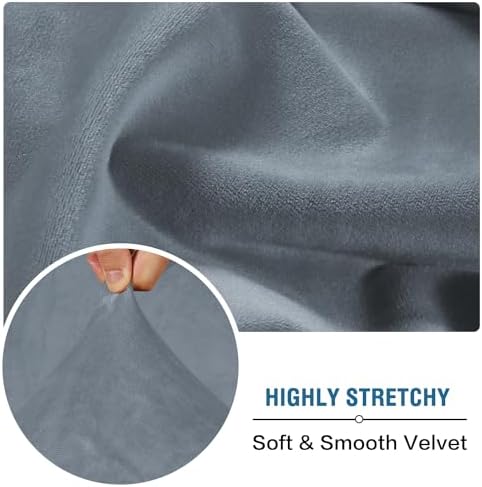 H.VERSAILTEX Velvet Stretch Individual Couch Cushion Cover Plush Cushion Slipcover for Loveseat Sofa Cushion Furniture Protector Seat Cushion Sofa Cover (1 Piece Sofa Cushion Cover, Stone Blue) - Image 5