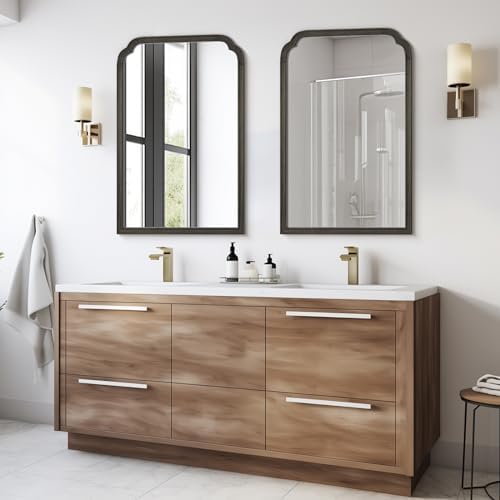 WallBeyond Wooden Framed Wall Mirror, Natural Wood Bathroom Vanity Mirror for Entryway, Living Room or Bedroom Home Decor Vertical or Horizontal Hanging [24" x 36" Black] - Image 2