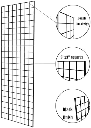 Heavy Duty Gridwall Panels Commercial Grade Grid Panel for Retail Display Wall 2' Width x 5' Height, Black (Pack of 3) - Image 6