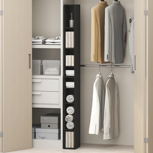 Furinno Fulda 8-Tier Closet Organizers and Storage, Open Shelf, Storage Organizer, 6-Inch Width, for Closet, Bedroom, Blackwood by Furinno-FitsYourSpaceFitsYourBudget