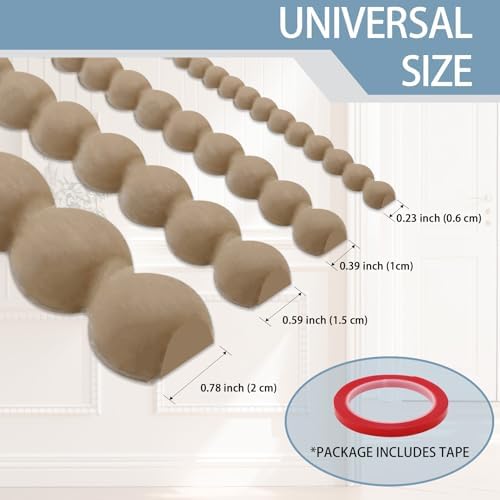 118" x 0.39" Unfinished Wood-Tone Decorative Bead Molding Trim, Flexible Paintable DIY Peel & Stick Wall Moulding for Home Decoration, Bathroom Mirror Frame, Cabinet, Backsplash Tile - Image 2