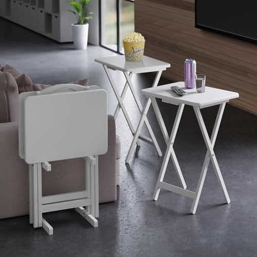 Winsome Alex Set of 4 Foldable Snack Tables with Storage Rack - Image 2