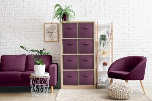 Sorbus Fabric Storage Cubes, 8 Pack, with Handles (Purple) - Image 2