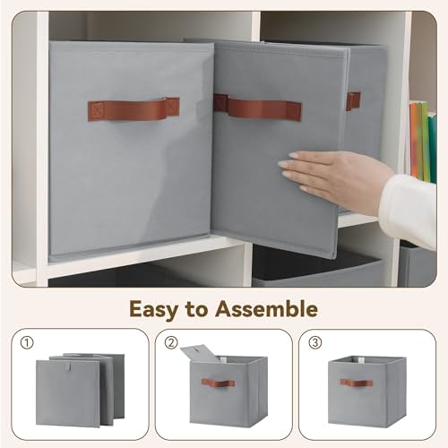 GRANNY SAYS 11 Inch Cube Storage Bins, 6-Pack Fabric Storage Bins, Grey - Image 6
